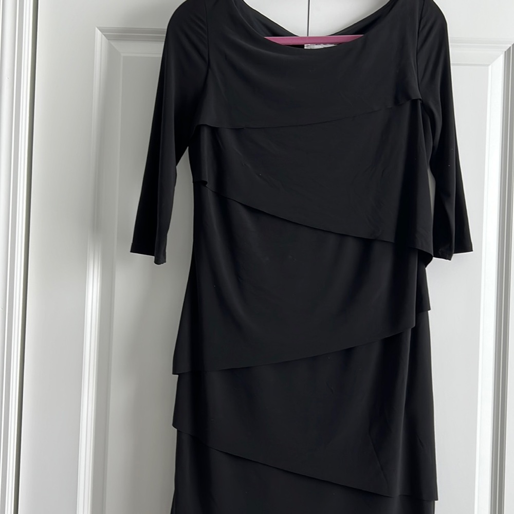 Joseph Ribkoff black four ruffle dress. Size 8